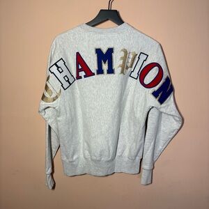 Champion Reverse Weave Varsity Arch Logo Crewneck Sweatshirt Small